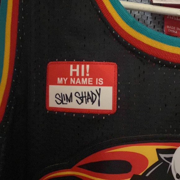 Authentic Detroit pistons slim shady jersey Mitchell and Ness BR remix - Picture 2 of 9